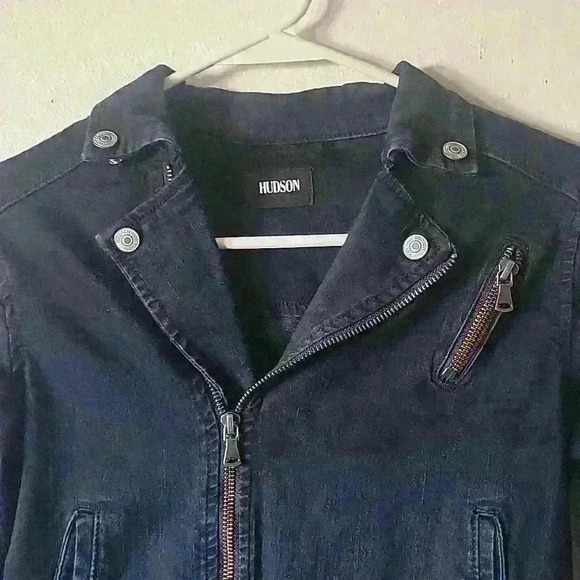 Hudson Youth‎ Girls Blue Jacket Size lg Denim Moto Biker Long Sleeve Coat - Picture 2 of 3